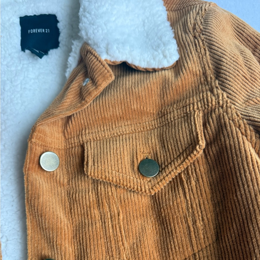 Forever 21 Orange Corduroy Sherpa Jacket View 6